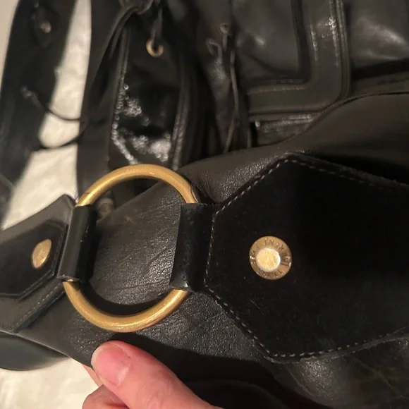 Vintage YSL Yves Saint Laurent Severine Leather Suede Tote Black & Gold ๐ฎ๐น Made - Picture 10 of 14